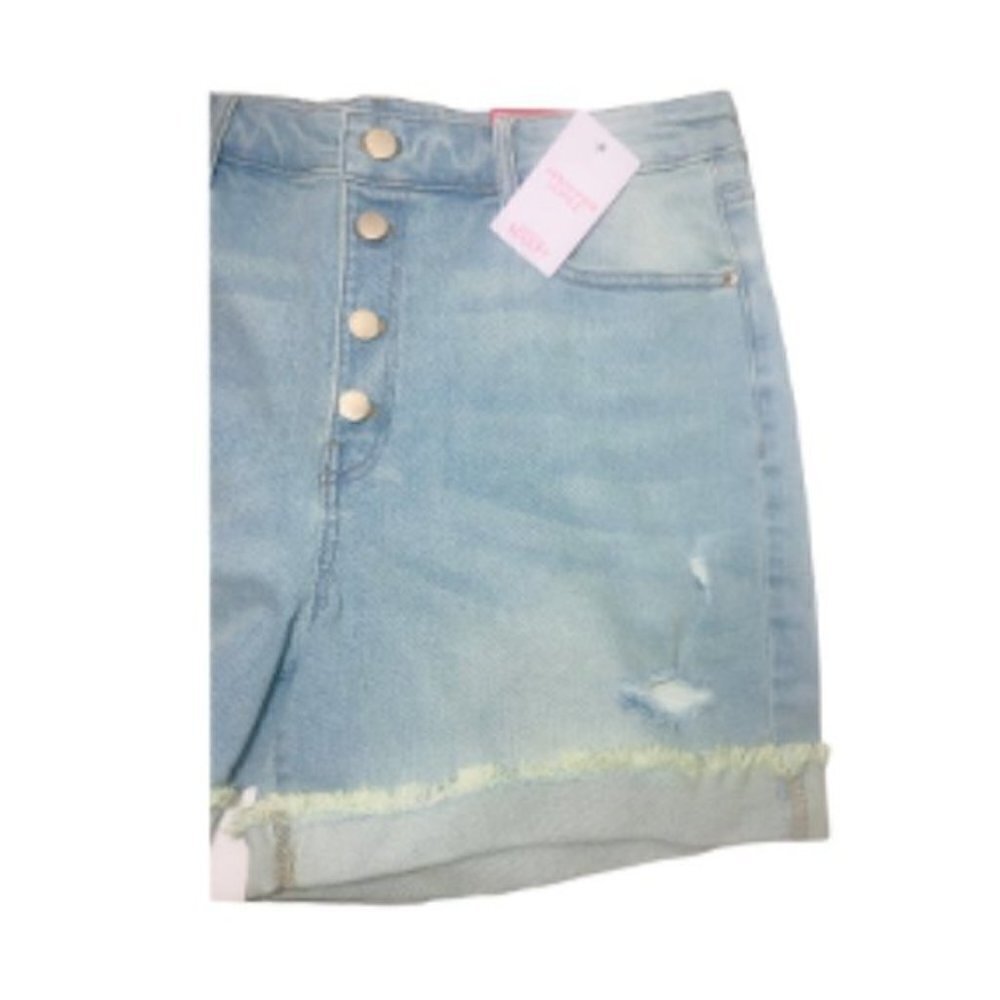 Jennifer Lopez Womens High Rise Light Wash Button Fly Jean Shorts Sz 12 New - Picture 3 of 9